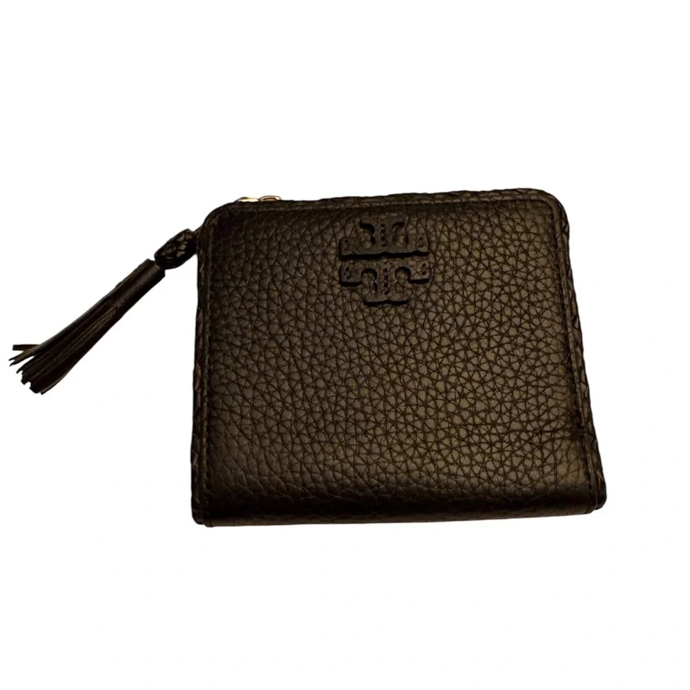 Tory Burch Black Leather Wallet with Tassel